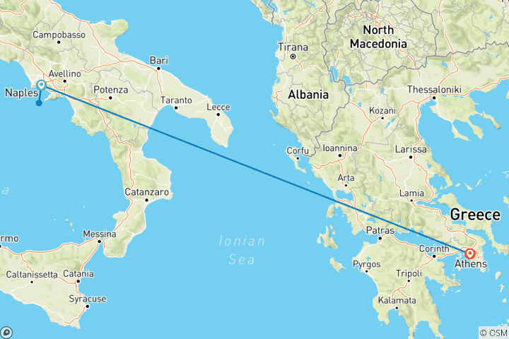 Carte du circuit 7 jours Naples et Athènes : Dieux, gladiateurs et gyros