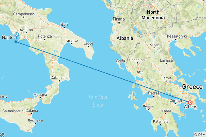 Carte du circuit 7 jours Naples et Athènes : Dieux, gladiateurs et gyros
