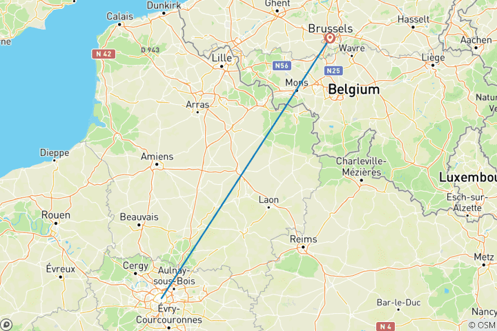 Map of 7 Days Across Paris & Brussels: From Eiffel Tower to Grand Place