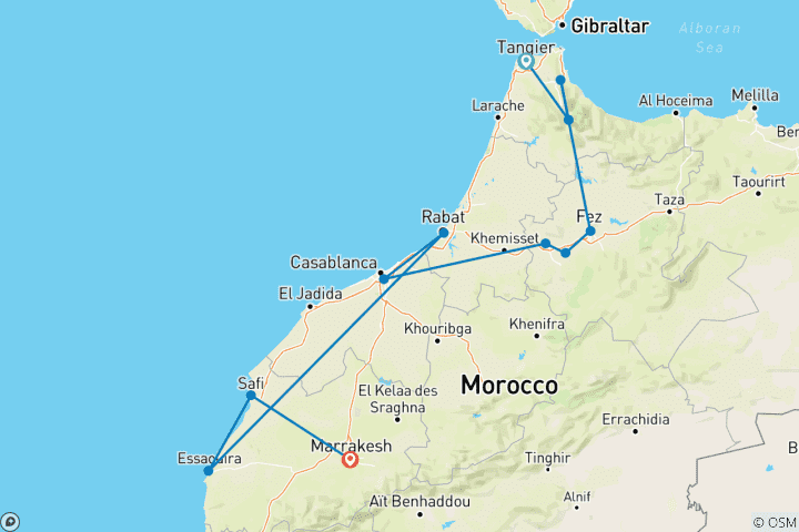 Carte du circuit Geluxe : Maroc : Chefchaouen, Fes & Casablanca Wonder