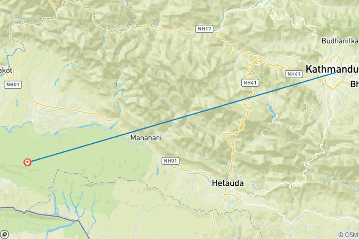 Carte du circuit 2 Nuits 3 Jours Chitwan Jungle Safari