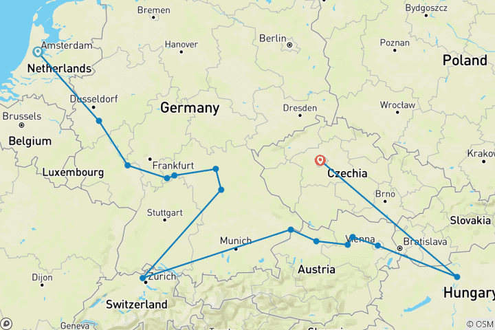 Carte du circuit Noël et Nouvel An avec Prague 2027 - 18 jours (15 destinations)