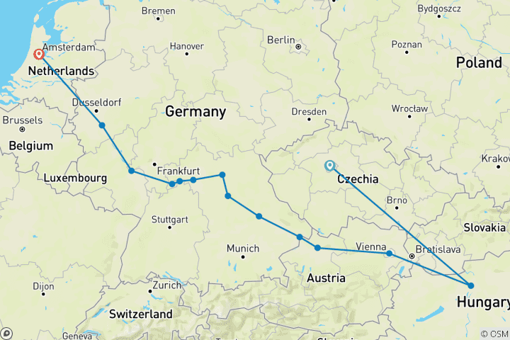 Map of Christmas & New Year with Prague 2027 - 18 Days (from Prague to Amsterdam)