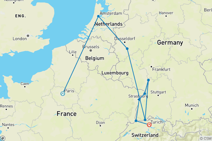 Carte du circuit Les hauts lieux du Rhin avec Paris 2027 - 11 jours