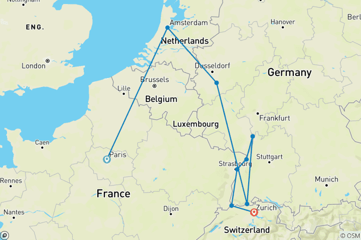 Carte du circuit Les hauts lieux du Rhin avec Paris 2027 - 11 jours