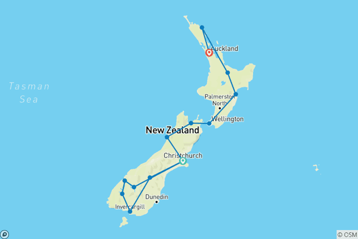Map of Spirit of New Zealand (Small Group, 2027/2028)