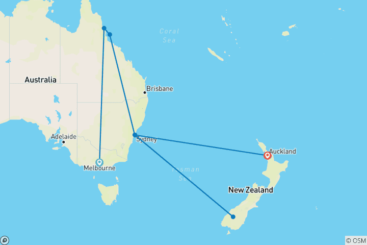 Map of Australia and New Zealand Panorama (With Internal Air, 2025/2026)