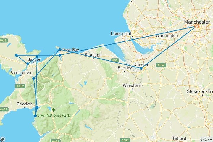 Karte von Snowdonia, Nordwales & Chester Kleingruppen- 3 Tage