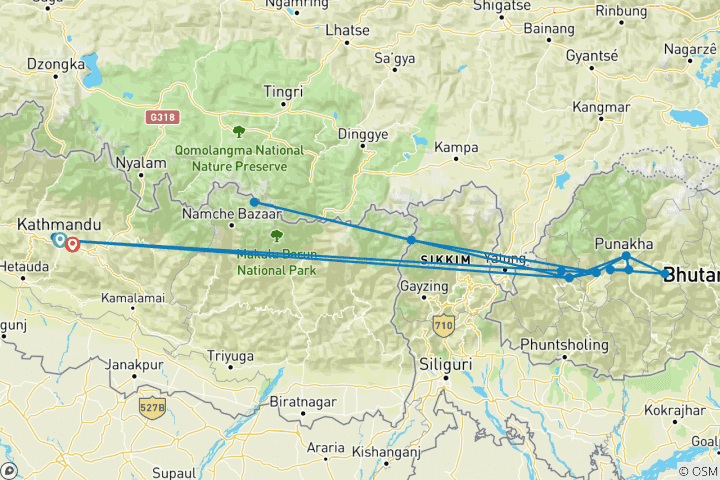 Carte du circuit Festivals du Bhoutan - Grue noire