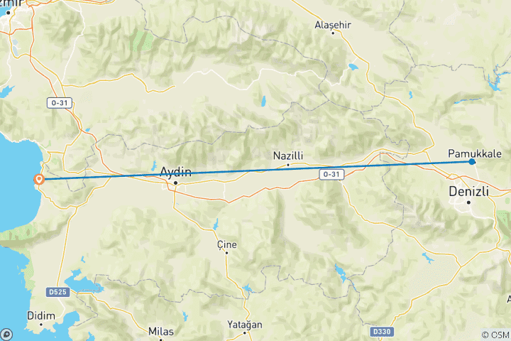 Carte du circuit Excursion quotidienne à Pamukkale depuis Kusadasi