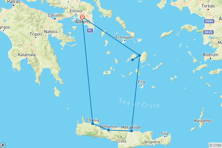 Map of Gems of Greece: Athens, Naxos & Crete  (2026)