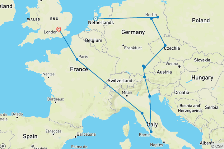 Mapa de Torbellino Europeo (Estándar ( Hasta Mar '27), Invierno, Inicio Ámsterdam, Clásico) (from Amsterdam to Londres)