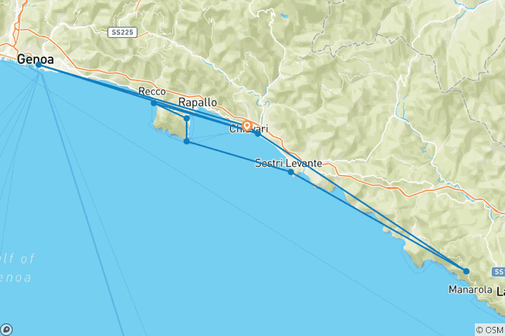 Carte du circuit Promenades et gastronomie de la Riviera italienne