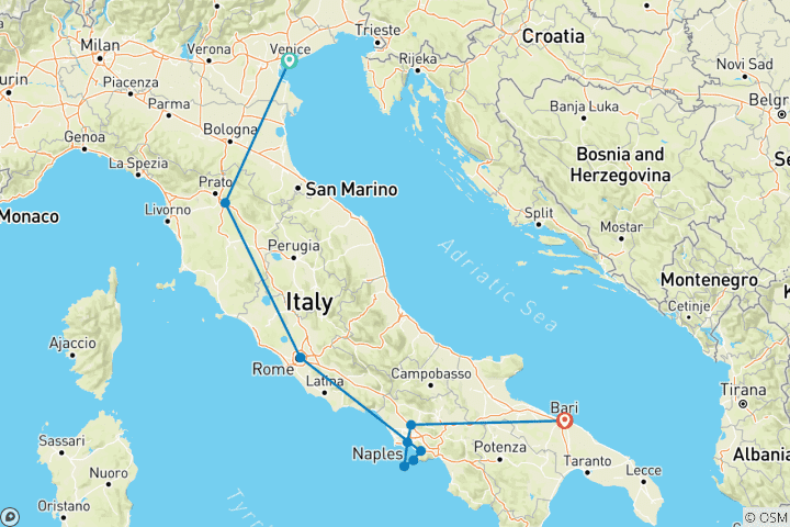 Carte du circuit L'Italie dévoilée : Découvrez l'Italie du nord au sud