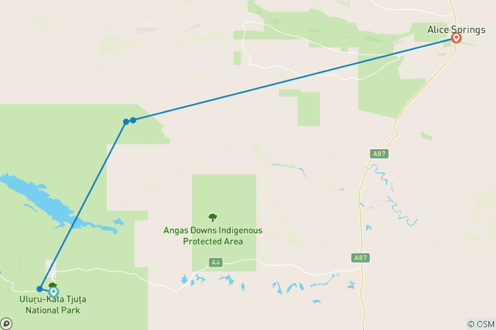 Map of Uluru, Kata Tjuta & Kings Canyon (2027/2028, Short Break)