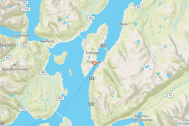 Carte du circuit Aventure hivernale à Tromsø : vie urbaine et lumières polaires !