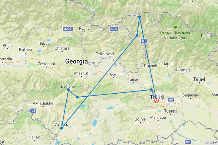 Carte du circuit Géorgie hors route : Un voyage en voiture au cœur des montagnes du Caucase
