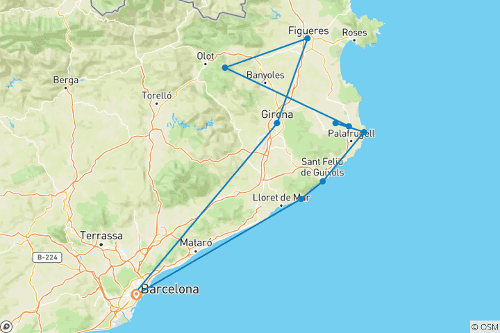 Carte du circuit Explorer la Catalogne : Barcelone et la Costa Brava