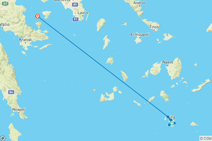 Map of Romantic Santorini