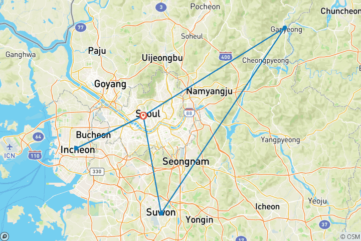 Carte du circuit Corée du Sud : Explorer Séoul et ses environs
