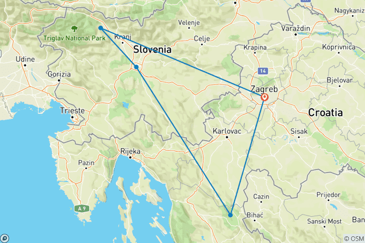 Map of Zagreb City Break