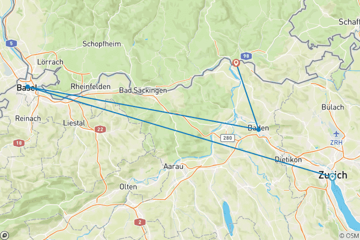 Map of Rhine Highlights with London 2026