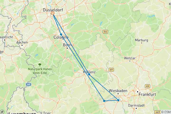 Carte du circuit Marchés de Noël du Rhin River Diamond Standard