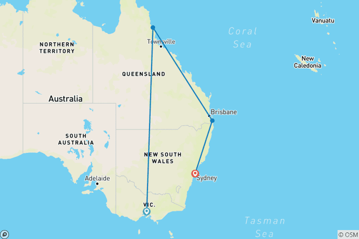 Map of Essence of Australia 14 Days