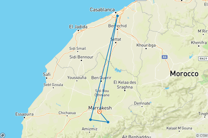 Carte du circuit Le Maroc magique : du Sahara à l'océan