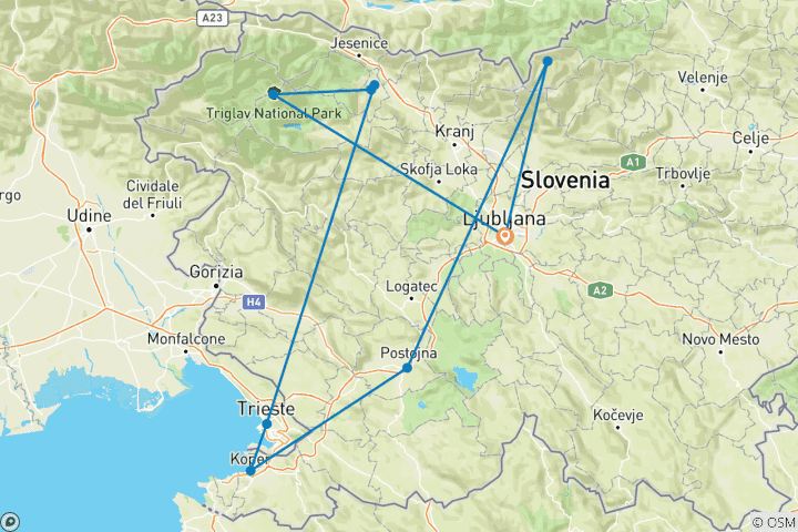 Carte du circuit Les meilleures vacances en Slovénie avec des enfants