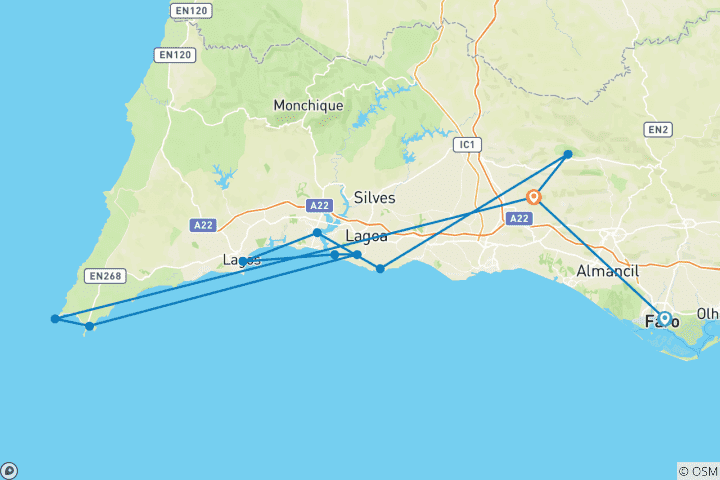 Mapa de Odisea en el Algarve, Portugal