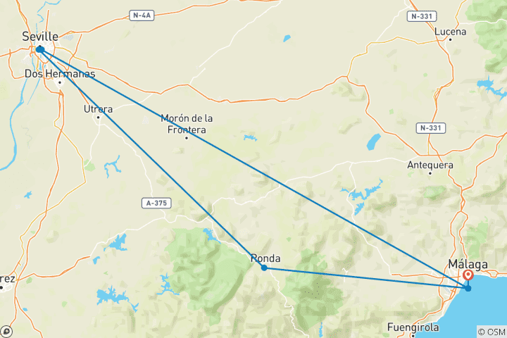 Carte du circuit Le sud de l'Espagne dévoilé, des palais aux lignes côtières