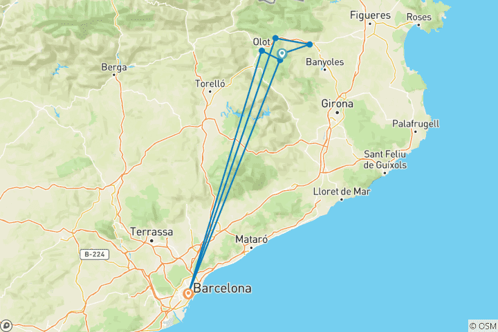 Carte du circuit La Garrotxa : où le feu crée la beauté