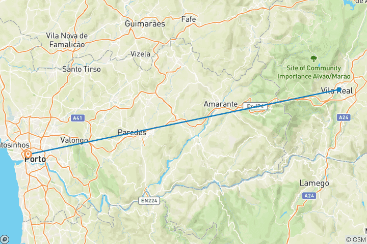 Map of Wine Journey in the Douro Valley