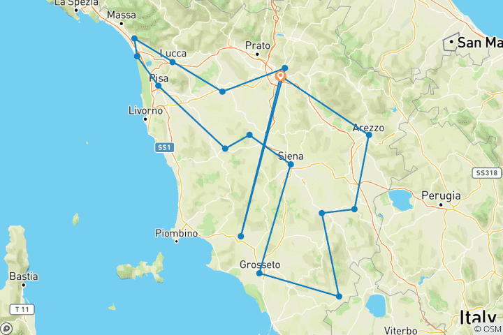 Map of Tuscany’s Most Beautiful Stops
