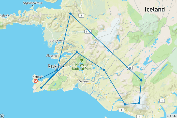 Kaart van De mooiste bergpaden van IJsland