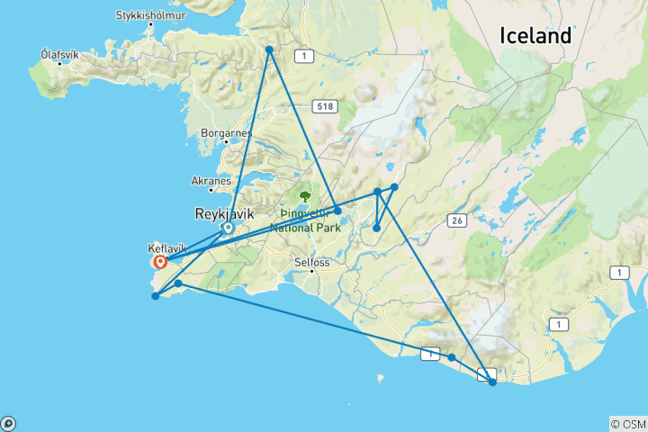 Carte du circuit Islande éthérique : spa et tranquillité