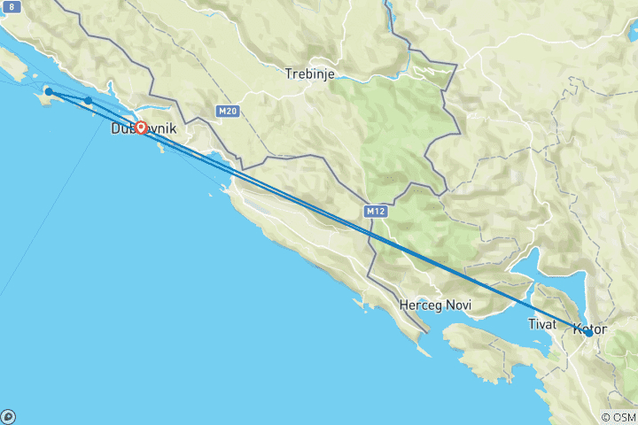 Mapa de Croacia y Montenegro: Viajar por la costa
