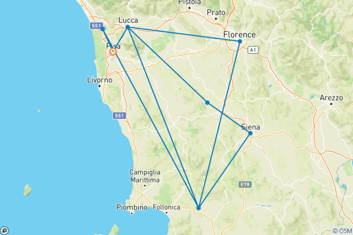 Carte du circuit Les perles de la Toscane