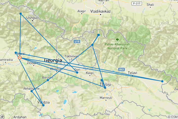 Carte du circuit Géorgie, un voyage dans la nature