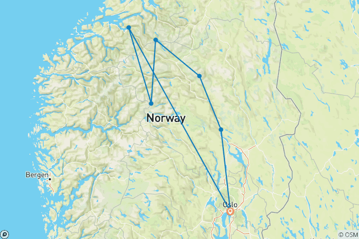 Map of Ultimate Mountain Trekking in Norway