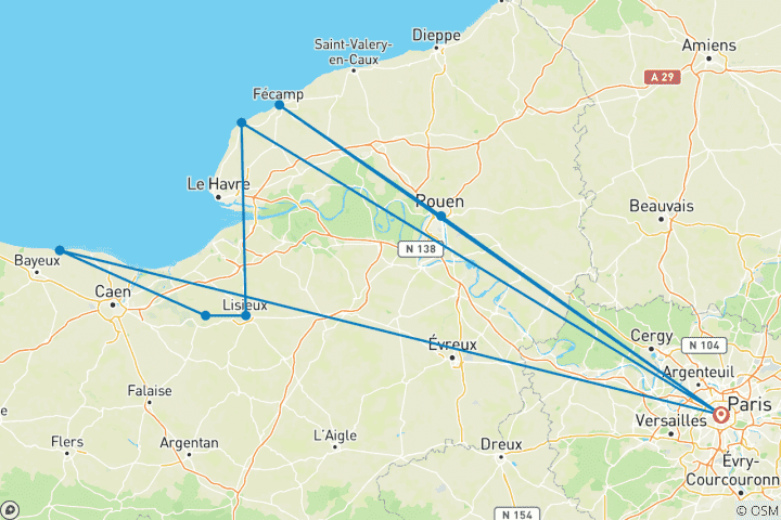Carte du circuit Une symphonie de saveurs, de cidre et de vin au cœur de la Normandie