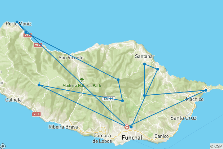 Carte du circuit L'île de l'éternel printemps - Madère