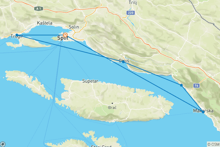 Map of Trogir to Makarska: Dalmatian Dream