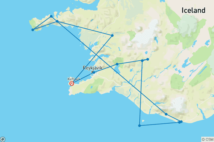 Carte du circuit Road trip en famille : l'aventure en Islande