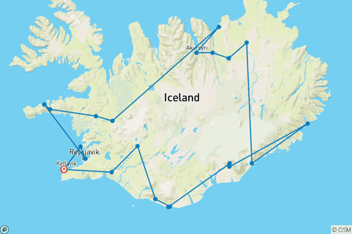 Carte du circuit Conte de fées islandais : Vers la magie du feu et de la glace