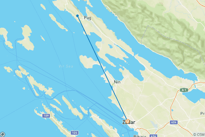Map of Sunny Pag: Sea, salt and relaxation