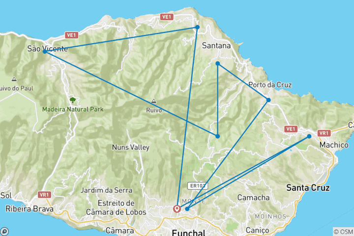 Carte du circuit Exploration de l'île de Madère ????