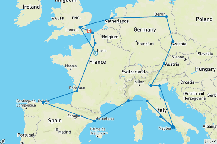 Map of European Quest (Standard, Winter ( Until Mar '27), Start Paris, Classic)
