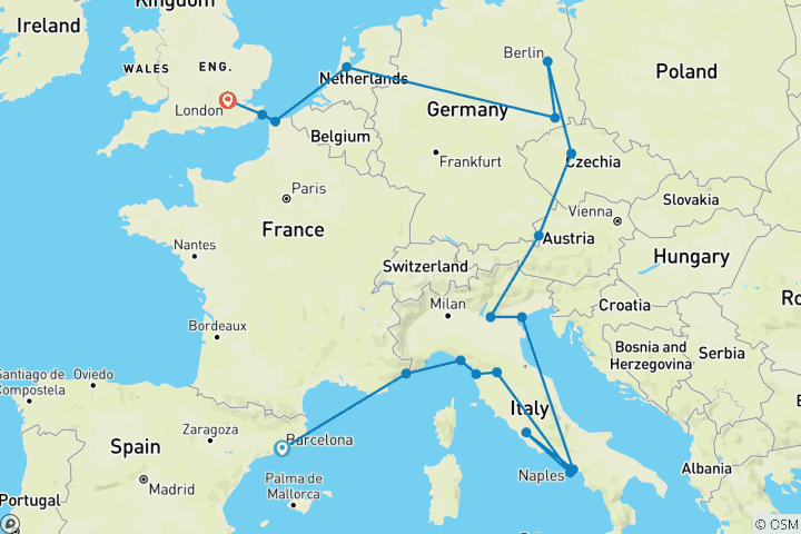 Carte du circuit Barcelona to London Quest (Standard, Hiver (jusqu'à mars '27), Classique)